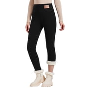 Womens Fleece Lined Leggings High Waisted Thermal Leggings Warm Winter Tights Tummy Control Soft Stretch Pants Black L