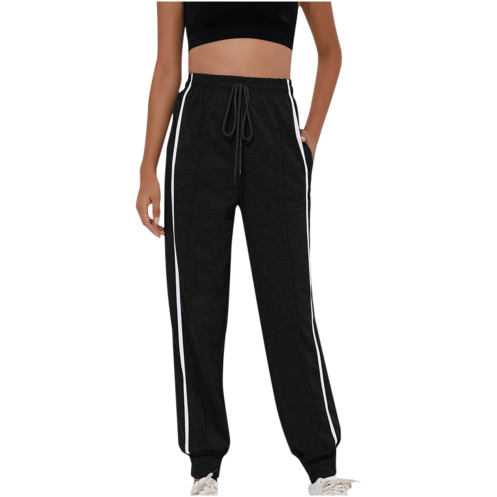 Womens Fleece Lined Leggings Womens Ladys Casual High Waist Loose Pants