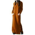 thumbnail image 1 of Womens Fleece Lined Pullover Sweatshirt Long Sleeve Thick Crewneck Maxi Sweater Side Buttons Dress with Pocket (XL, Orange), 1 of 6