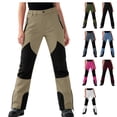 thumbnail image 1 of Womens Fleece Lined Snow Pants Ski Trousers Thermal Insulated Softshell Windproof Straight Leg Outdoor Winter Bottoms with Zipper Pockets, Brown, L, 1 of 9