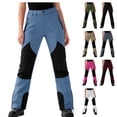 thumbnail image 1 of Womens Fleece Lined Snow Pants Ski Trousers Thermal Insulated Softshell Windproof Straight Leg Outdoor Winter Bottoms with Zipper Pockets, Navy, XXL, 1 of 9