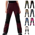 thumbnail image 1 of Womens Fleece Lined Snow Pants Ski Trousers Thermal Insulated Softshell Windproof Straight Leg Outdoor Winter Bottoms with Zipper Pockets, Red, XXXL, 1 of 9