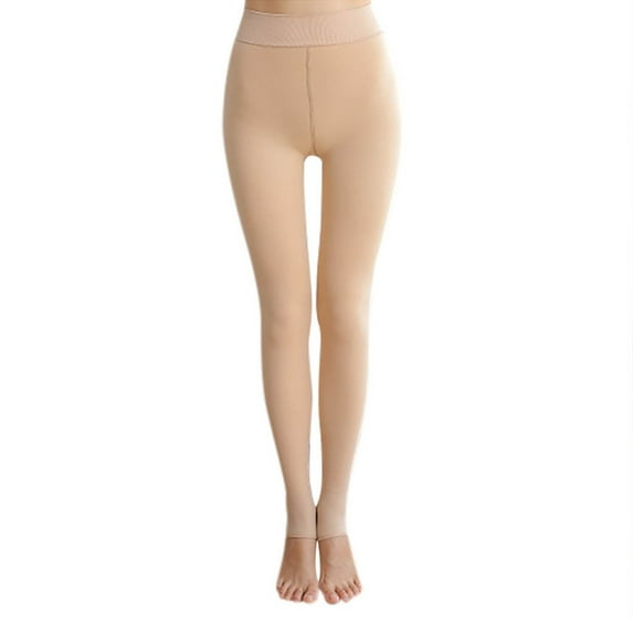 Womens Fleece Lined Stirrup Leggings Plush Silk Bare Leg Artifact Stockings High Waist Bottom Stocking Legging