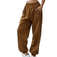 thumbnail image 1 of Womens Fleece Lined Sweatpants Baggy High Waisted Joggers Cinch Bottom Lounge Pants with Pocket Active Wear Coffee, 1 of 5
