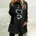 thumbnail image 1 of Womens Fleece Lined Sweatshirt with Pockets,Women's Winter Warm Sherpa Lined Fleece Crewneck Sweatshirt with Pocket Heart Love Printed Thermal Pullover Loungewear Tunic Tops, 1 of 4