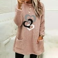 thumbnail image 1 of Womens Fleece Lined Sweatshirt with Pockets,Women's Winter Warm Sherpa Lined Fleece Crewneck Sweatshirt with Pocket Heart Love Printed Thermal Pullover Loungewear Tunic Tops, 1 of 4