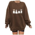 thumbnail image 1 of Womens Fleece Lined Sweatshirts Oversized Drop Shoulder Crewneck Sweat Shirts Loose Casual Halloween Graphic Sweater Coffee, M, 1 of 4