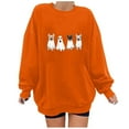 thumbnail image 1 of Womens Fleece Lined Sweatshirts Oversized Drop Shoulder Crewneck Sweat Shirts Loose Casual Halloween Graphic Sweater Orange, L, 1 of 4