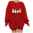 thumbnail image 1 of Womens Fleece Lined Sweatshirts Oversized Drop Shoulder Crewneck Sweat Shirts Loose Casual Halloween Graphic Sweater Red, M, 1 of 4