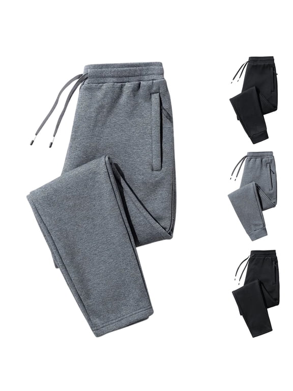 Womens Fleece Lined Thermal Sweatpants Winter Warm Track Pants with Zipper Pockets