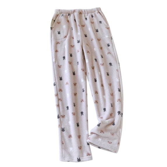 Womens Fleece Lined Wool Flannel Pajama Pants M