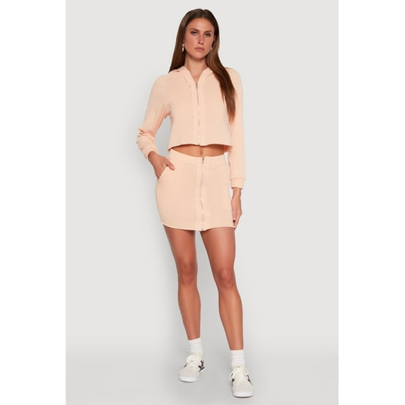 Womens Fleece Lined Zip Front Skirt