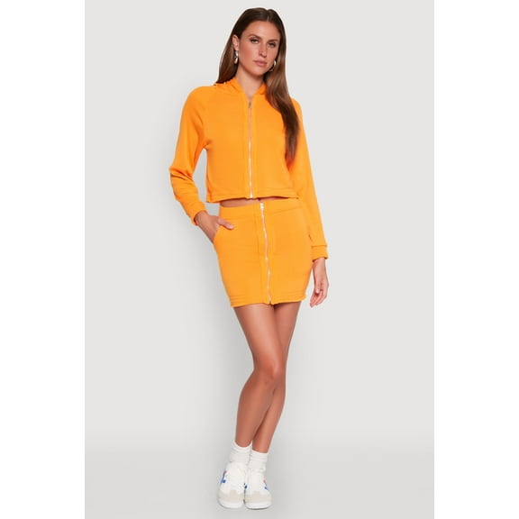 Womens Fleece Lined Zip Front Skirt