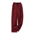 thumbnail image 1 of Womens Pajama Pants Drawstring Lounge Pants for Women Red Pants Women with Pockets Warm Pants for Women, 1 of 3