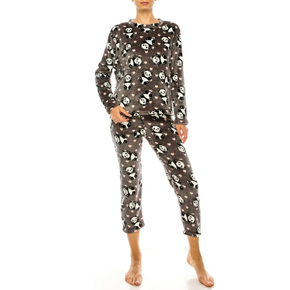 Womens Fleece Pajama Set Pullover - Warm Pajamas for Winter