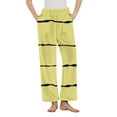thumbnail image 1 of Womens Fleece Pajamas Pants Wide Leg Striped Lounge Pants with Pockets Fuzzy Flannel Sleepwear Trousers Yellow, 3XL, 1 of 5