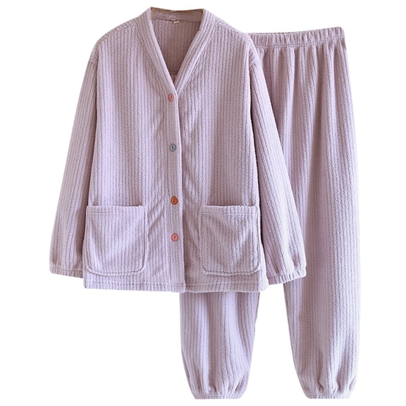 Womens Pajamas Sets Long Sleeve Button Top and Pants Two Piece Pajamas Womens Sleep Set