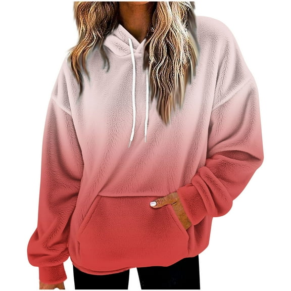 Womens Fleece Pullover Hoodies Graphic Sherpa Winter Warm Sweatshirts Thick Oversized Fuzzy Sweaters Outerwear, XL Watermelon Red