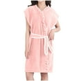 thumbnail image 1 of Womens Fleece Robes Fashion Ruffle Trim Sleeveless Spaghetti Strap Bathrobes Quick Dry Thermal Thick Plush Bath Robe for Spa & Shower, 1 of 8