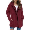 thumbnail image 1 of Womens Fleece Shacket Jackets Lined Oversized Winter Warm Coat Hooded Long Sleeve Open Front Coatigan Jacket, 1 of 9