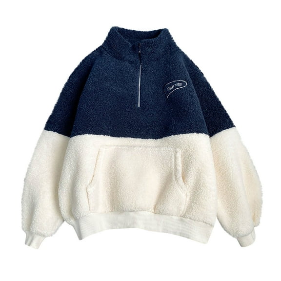 Womens Fleece Sherpa Coats Full Zip Stand Collar Sweatshirt Casual Long Sleeve Lightweight Overcoat