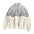 thumbnail image 1 of Womens Fleece Sherpa Coats Full Zip Stand Collar Sweatshirt Casual Long Sleeve Lightweight Overcoat, 1 of 6