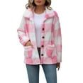 thumbnail image 1 of Womens Fleece Sherpa Jackets Fall Winter Warm Button Down Plaid Coat Lapel Shacket Outwear with Pocket, 1 of 1