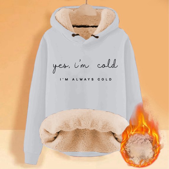 Womens Fleece Sherpa Sweatshirt Long Sleeve Hooded Sweatshirt Warm Hoodies (GY1 M)