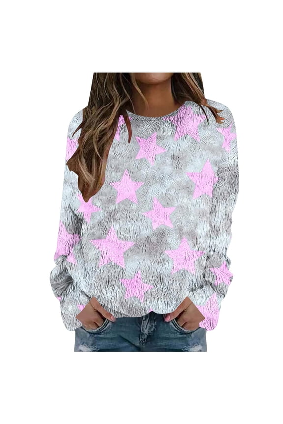 Womens Fleece Sweater Funny Crewneck Flannel Long Sleeve Tops Xmas Holiday Pullover Fuzzy Sweatshirts, S Hot Pink