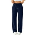 thumbnail image 1 of Womens Fleece Sweatpants Baggy Wide Leg Barrel Pants Lounge Comfy Joggers Sweat Pants with Pockets Navy XL, 1 of 6