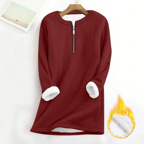 Womens Fleece Sweatshirt Oversized Jacket Casual Jumper Loose Long Sleeve Coat Winter Sweatshirt Warm Fuzzy Fluffy Zip Tops Pullover Wine M
