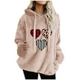 thumbnail image 1 of Womens Fleece Sweatshirts Cute Heart Printed Hoodies Long Sleeve Sherpa Crewneck Velvet Hoodie Winter Warm Hooded Pullover Outwears with Pockets, 1 of 6