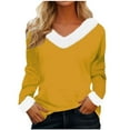 thumbnail image 1 of Womens Fleece V Neck Long Sleeve Shirts Casual Loose Pullover Tunic Tops Cute Holiday Fall Clothes, 1 of 1