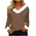 thumbnail image 1 of Womens Fleece V Neck Long Sleeve Shirts Casual Loose Pullover Tunic Tops Cute Holiday Fall Clothes, 1 of 1