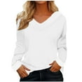 thumbnail image 1 of Womens Fleece V Neck Long Sleeve Shirts Casual Loose Pullover Tunic Tops Cute Holiday Fall Clothes, 1 of 1
