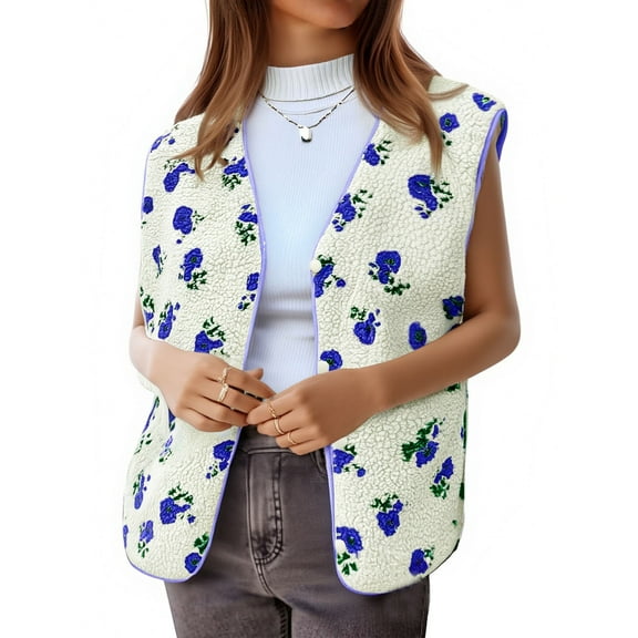 Womens Fleece Vest Casual Sleeveless Jacket Lightweight Outerwear Vests with Pockets Womens Fall Fashion Purple S