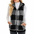 thumbnail image 1 of Womens Fleece Vest Plaid Casual Sleeveless Hoode Jacket Outerwear Vests Coat with Pockets Womens Fall Fashion 2026 (L, Black), 1 of 5