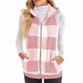 thumbnail image 1 of Womens Fleece Vest Plaid Casual Sleeveless Hoode Jacket Outerwear Vests Coat with Pockets Womens Fall Fashion 2025 (XL, Pink), 1 of 5