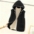 thumbnail image 1 of Womens Fleece Vests Jacket Plus Size Sleeveless Zip up Hooded Outerwear Casual Fall Winter Coats with Pocket New Oversized Vests for Women Fall Black XL, 1 of 6