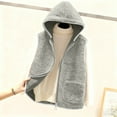 thumbnail image 1 of Womens Fleece Vests Jacket Plus Size Sleeveless Zip up Hooded Outerwear Casual Fall Winter Coats with Pocket New Sleeveless Jackets for Women Gray S, 1 of 6