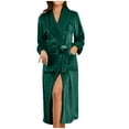 thumbnail image 1 of Womens Fleece Warm Lounge Robe Cozy Winter Long Bathrobe with Pockets Casual Unisex Loungewear Long Sleeve Flannel Bath Robes, 1 of 8