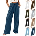 thumbnail image 1 of Womens Fleece Wide Leg Sweatpants High Waisted Athletic Sweat Pants Winter Baggy Workout Pant with Pockets, 1 of 8