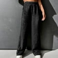 thumbnail image 1 of Womens Fleece Wide Leg Sweatpants Winter High Waisted Baggy Lounge Pants Drawstring Athletic Flared Joggers with Pockets Black L, 1 of 6