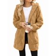 thumbnail image 1 of Womens Fleece Zip Up Jacket with Pockets Oversized Long Hoodie Fuzzy Long Sleeves Jackets Warm Teddy Coat Brown M, 1 of 8
