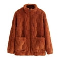 thumbnail image 1 of Womens Fleece Zip Up Jacket with Pockets Oversized Long Sherpa Hoodie Fuzzy Jackets Winter Soft Warm Coat, 1 of 5