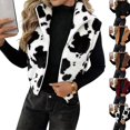 thumbnail image 1 of Womens Fleece Zip Up Vest Stand Collar Sleeveless Cropped Sherpa Waistcoat Casual Outerwear Layering Jacket for Fall Winter Daily Commute Outing,XL,White, 1 of 7
