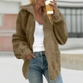 thumbnail image 1 of Womens Fleece Zip up Jacket Oversized Long Fuzzy Outerwear Fall Winter Warm Lapel Coat with Pockets New Plus Size Jacket for Women Brown XXL, 1 of 6