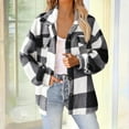 thumbnail image 1 of Womens Fleece Zip up Jacket Trendy Long Sleeve Plaid Outwear Plus Size Lightweight Warm Fuzzy Fall Coats New Plus Size Jackets for Women Black XXL, 1 of 9