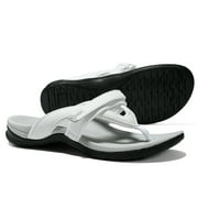 UBFEN Womens Flip Flops Ladies Comfortable Walking Thong Sandals With Plantar Fasciitis Arch Support White size 7