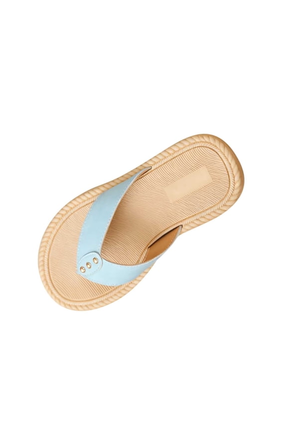 Womens Flip Flops Platform Sandals Comfortable with Cushioned Arch Support, Water-Resistant & Easy Clean - Light Blue for Beach Vacation Casual,Size 9.5